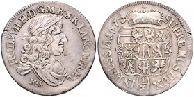 Brandenburg/-Preußen. 
Friedrich Wilhelm 1640-1688. 1/3 Taler 1675 HS (Königsberg), 9,71 g. v.&nbsp;Schrötter&nbsp;719. . 

kl. Sf am Rand, ss-vz...