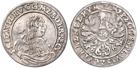 Brandenburg/-Preußen. 
Friedrich Wilhelm 1640-1688. 1/24 Taler 1666 IL (Berlin), Mzz. auf den Adlerfängen, Brb./Adler. v.&nbsp;Schrötter&nbsp;1027. ....