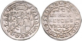 Brandenburg/-Preußen. 
Friedrich Wilhelm 1640-1688. 1/24 Taler 1667 IL (Berlin), Wappen, darüber Jz./Wert, darunter Ranke. v.&nbsp;Schrötter&nbsp;104...