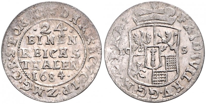 Brandenburg/-Preußen. 
Friedrich Wilhelm 1640-1688. 1/24 Taler 1684 LCS (Berlin...