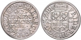 Brandenburg/-Preußen. 
Friedrich III. 1688-1701. 1/12 Taler 1689 SD (Stargard), Mzz. auf Wertseite, Jz. auf Wappenseite. Bahrf.&nbsp;III/&nbsp;466&nb...