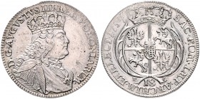 Brandenburg/-Preußen. 
Friedrich II. 1740-1786. 18 Gröscher 1754 EC, preuß. Kriegsgeld, zurückdatiert geprägt unter dem Namen Augusts III. von Polen ...