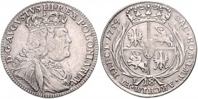 Brandenburg/-Preußen. 
Friedrich II. 1740-1786. 18 Gröscher 1754 EC, preuß. Kriegsgeld, zurückdatiert geprägt unter dem Namen Augusts III. von Polen ...