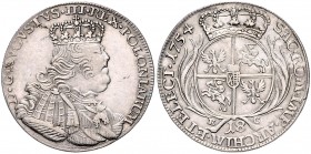 Brandenburg/-Preußen. 
Friedrich II. 1740-1786. 18 Gröscher 1754 EC, preuß. Kriegsgeld, zurückdatiert geprägt unter dem Namen Augusts III. von Polen ...