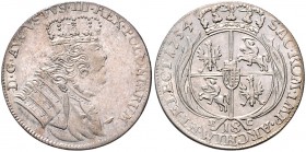 Brandenburg/-Preußen. 
Friedrich II. 1740-1786. 18 Gröscher 1754 EC, preuß. Kriegsgeld, zurückdatiert geprägt unter dem Namen Augusts III. von Polen ...