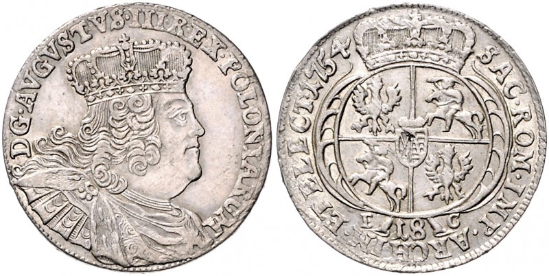 Brandenburg/-Preußen. 
Friedrich II. 1740-1786. 18 Gröscher 1754 EC, preuß. Kri...