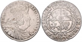 Brandenburg/-Preußen. 
Friedrich II. 1740-1786. 18 Gröscher 1754 EC, preuß. Kriegsgeld, zurückdatiert geprägt unter dem Namen Augusts III. von Polen ...