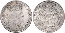 Brandenburg/-Preußen. 
Friedrich II. 1740-1786. 18 Gröscher 1753 EC, preuß. Kriegsgeld, zurückdatiert geprägt unter dem Namen Augusts III. von Polen ...