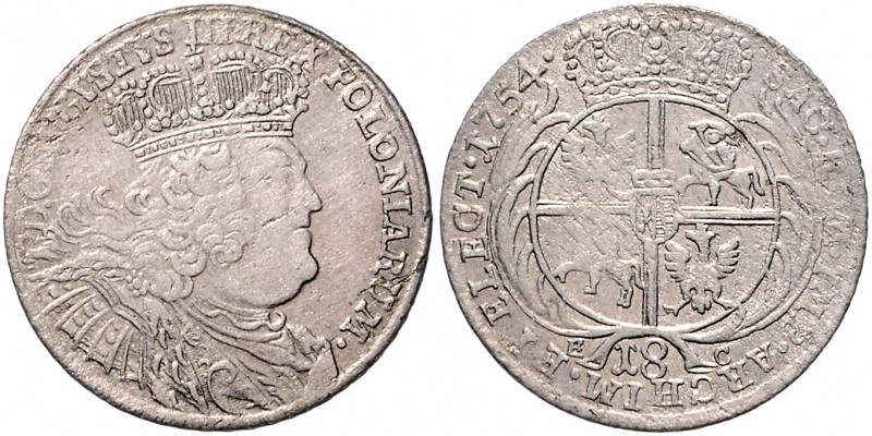 Brandenburg/-Preußen. 
Friedrich II. 1740-1786. 18 Gröscher 1754 EC, preuß. Kri...