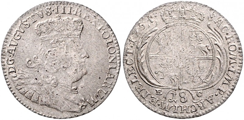 Brandenburg/-Preußen. 
Friedrich II. 1740-1786. 18 Gröscher 1754 EC, preuß. Kri...