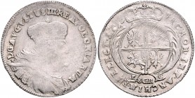 Brandenburg/-Preußen. 
Friedrich II. 1740-1786. 8 Groschen 1753 EC, mit fünfspitzigem Stern am Anfang der Av.-Legende (Stempel vermutl. von Abraham),...