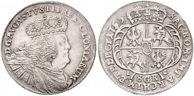 Brandenburg/-Preußen. 
Friedrich II. 1740-1786. 8 Groschen 1753 EC, preuß. Kriegsgeld, zurückdatiert geprägt unter dem Namen Augusts III. von Polen (...