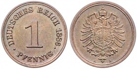 Münzen des Kaiserreiches. 
1 Mark, kleiner Adler. 1887 A, dazu 1 Pfennig 1886 A, Jaeger 9 u. 1. zus. 2 St.. 

f. stfr u. stfr