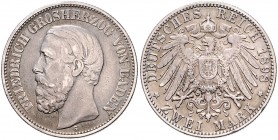 Baden. 
Friedrich I. 1856-1907. 2 Mark 1898. Jaeger&nbsp;28. . 

ss