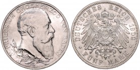 Baden. 
Friedrich I. 1856-1907. 5 Mark 1902, Regierungsjubiläum\b0. Jaeger&nbsp;31. . 

fast stempelfrisch
