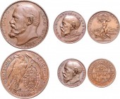 Bayern. 
Ludwig III. 1913-1918. Proben zu 3 Mark, 10 Mark und 20 Mark 1913 o. Mzz., alle Kupfer, von Karl Goetz, Schaaf 52 G 1, ad 202a G 1 und 202 G...