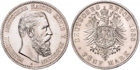 Preußen. 
Friedrich III. 1888. 5 Mark 1888. Jaeger&nbsp;99. . 

winz. Rdu, vz-f. stfr