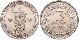 3 Reichsmark 1925 E, Rheinlandfeier\b0. Jaeger&nbsp;321. . 

vz-fast stempelfrisch
