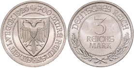3 Reichsmark 1926, Lübeck\b0. Jaeger&nbsp;323. . 

stempelfrisch