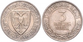 3 Reichsmark 1926, Lübeck\b0. Jaeger&nbsp;323. . 

ss-vz