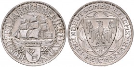 3 Reichsmark 1927, Bremerhaven\b0. Jaeger&nbsp;325. . 

winz. Kratzer, vz-stfr
