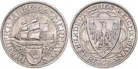 3 Reichsmark 1927, Bremerhaven\b0. Jaeger&nbsp;325. . 

winz. Rdu, vz