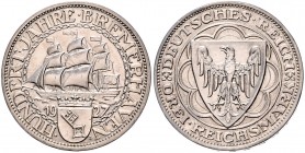 3 Reichsmark 1927, Bremerhaven\b0. Jaeger&nbsp;325. . 

winziger Rf., f. vz/vz