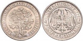 5 Reichsmark 1932 A, Kursmünze Eichbaum\b0. Jaeger&nbsp;331. . 

winz. Rdu, vz-f. stfr