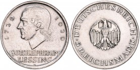 5 Reichsmark 1929 A, Lessing\b0. Jaeger&nbsp;336. . 

winz. Kratzer, f. vz