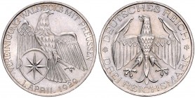 3 Reichsmark 1929, Waldeck\b0. Jaeger&nbsp;337. . 

winz. Rdu, vz-f. stfr