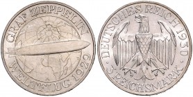 3 Reichsmark 1930 A, Zeppelin\b0. Jaeger&nbsp;342. . 

winz. Rdu, vz/vz-stfr