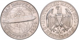 5 Reichsmark 1930 A, Zeppelin\b0. Jaeger&nbsp;343. . 

Vs. winz. Kratzer, vz