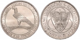 3 Reichsmark 1930 A, Rheinlandräumung\b0. Jaeger&nbsp;345. . 

vz-stfr