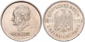 3 Reichsmark 1932 A, Goethe\b0. Jaeger&nbsp;350. . 

winzigste Kratzer, f. vz/vz