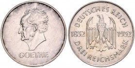 3 Reichsmark 1932 E, Goethe\b0. Jaeger&nbsp;350. . 

ss-vz