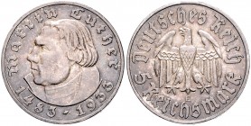 5 RM 1933 E, Luther\b0. Jaeger&nbsp;353. . 

schöne Patina, winz. Rdu, ss-vz