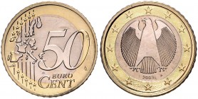 Euro-Kursmünzen. 
Probe. 1 Euro 2003 A mit Wertseitenprägung u. Riffelrand eines 50-Cent-Stücks, 24,1 mm, 7,47 g. . 

stfr