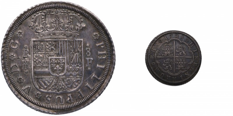 1728. Felipe V (1700-1746). Segovia. 8 reales. F. Ag. Rara así. Brillo original....