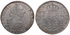 1773. Carlos III (1759-1788). Potosí. 8 reales. JR. Ag. Bella. Precioso reverso. Muy atractiva. EBC+. Est.450.