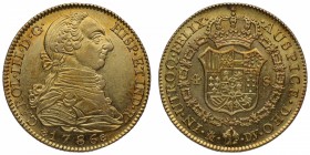 1786. Carlos III (1759-1788). Madrid. 4 escudos. Au. Bellísima. Pleno brillo original. Muy rara así. SC / FDC. Est.1650.