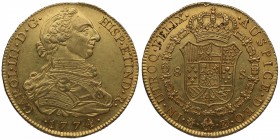 1774. Carlos III (1759-1788). Madrid. 8 escudos. PF. Au. Bella. Brillo original. EBC+. Est.2000.