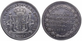 1789. Carlos IV (1788-1808). México. 2 reales Problamación. Ag. 7,25 g. SC / SC-. Est.160.