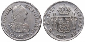 1802. Carlos IV (1788-1808). México. 1/2 real. FT. Ag. 1,69 g. EBC. Est.80.