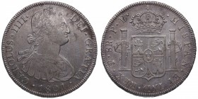 1801. Carlos IV (1788-1808). Potosí. 8 reales. PP. Ag. EBC. Est.250.