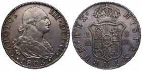 1805. Carlos IV (1788-1808). Madrid. 8 reales. FA. Ag. Escasa. Insignificantes rayas de ajuste de cuño. Bella. Brillo original. EBC+. Est.550.
