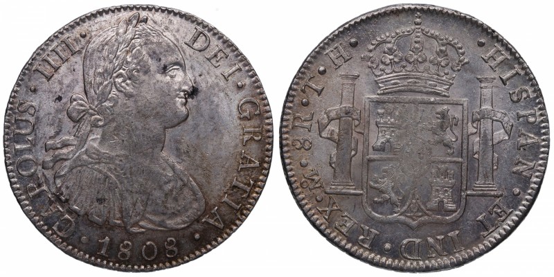 1808. Carlos IV (1788-1808). México. 8 reales. TH. Ag. Manchita en anverso. Bell...