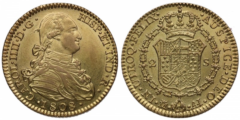 1808. Carlos IV (1788-1808). Madrid. 2 escudos. Au. Bellísima. Brillo original. ...