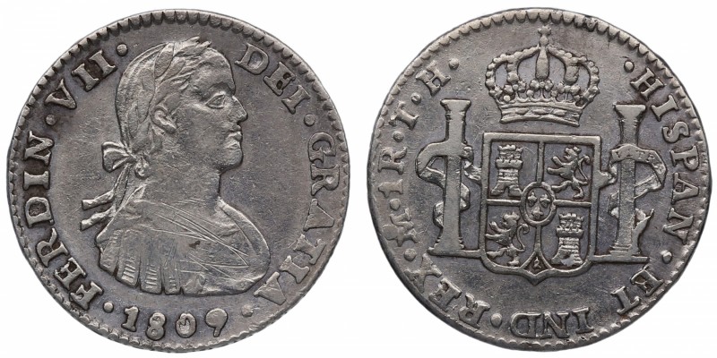 1809. Fernando VII (1808-1833). México. 1 real. Ag. 3,30 g. Escasa. EBC. Est.120...