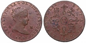 1847. Isabel II (1833-1868). Jubia. 4 maravedís. Cu. 5,29 g. SC-. Est.80.