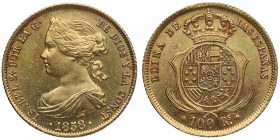1858. Isabel II (1833-1868). Madrid. 100 reales. A&C 910. Au. Bella. Brillo original. SC-. Est.350.